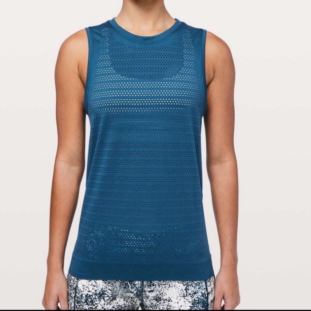 Lululemon Athletica Teal Mesh Tank Top